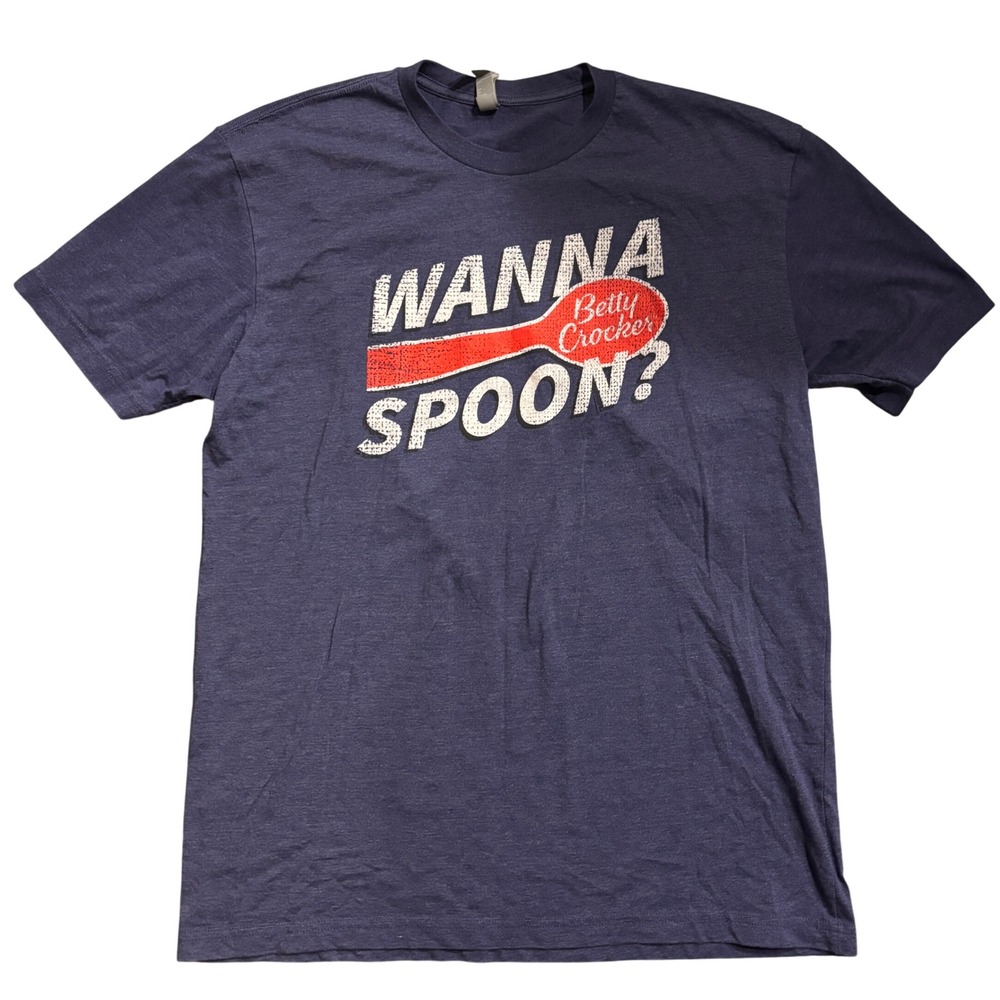 Betty Crocker Wanna Spoon Graphic Tee Navy Blue Next Level Mens Large T-Shirt